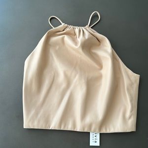 Alice and Olivia almond color faux leather top